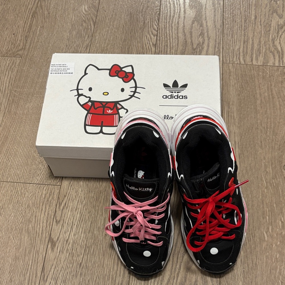 Adidas Womens Hello Kitty Black and Pink Sneakers
